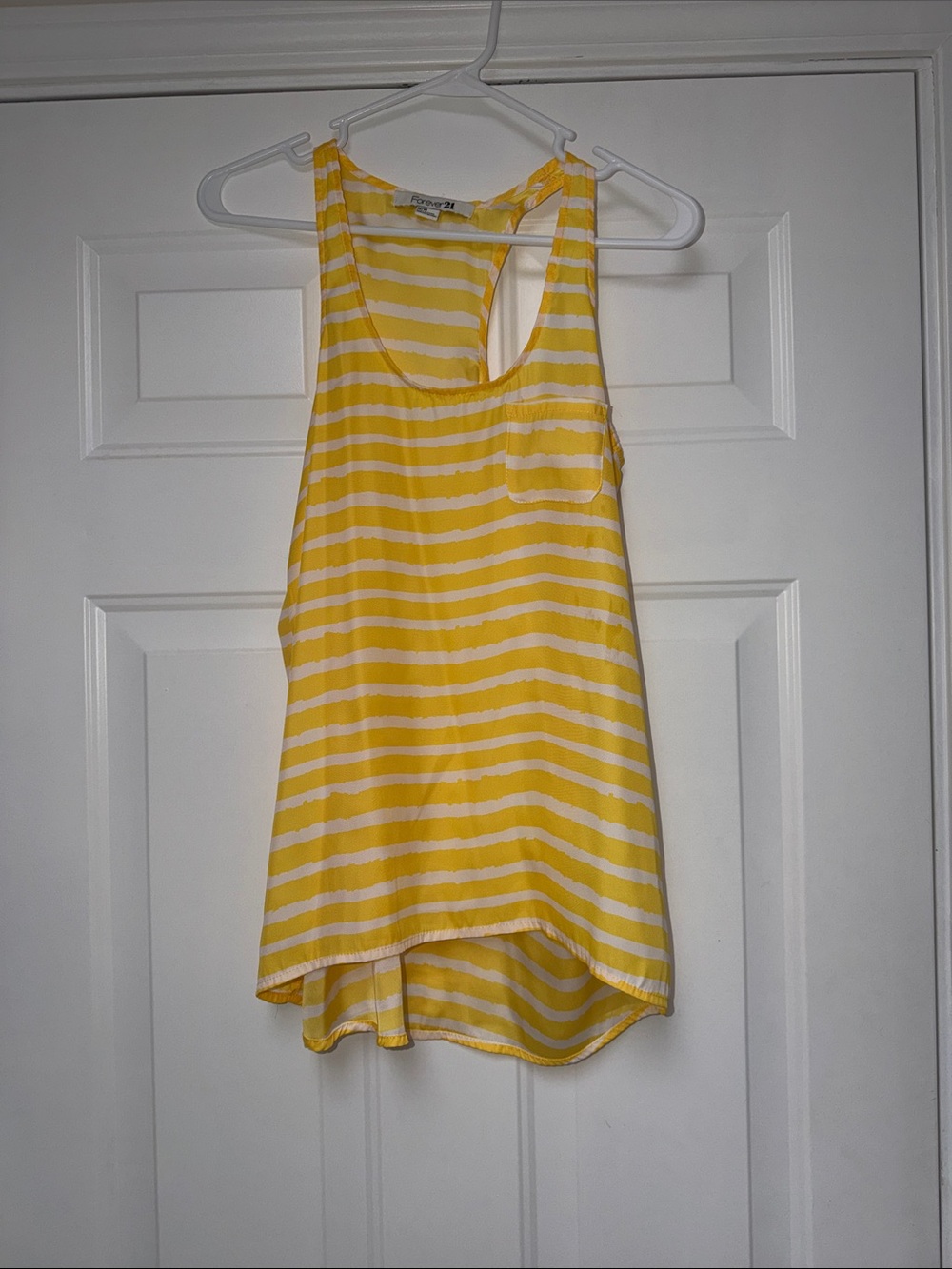 Forever 21 Yellow and White Striped Racerback Tank